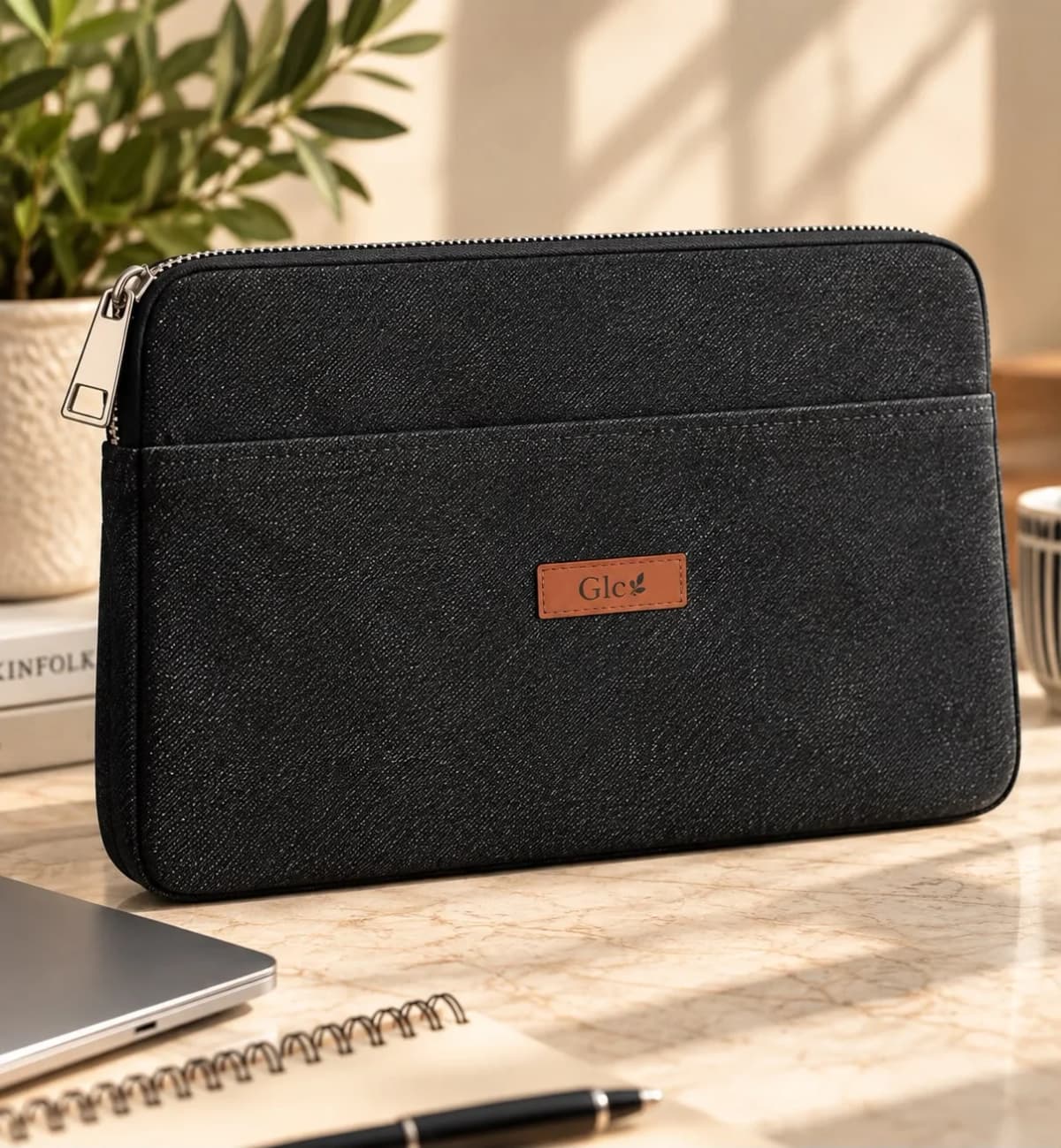 GLC Moda Koyu Yeşil Fermuar Detaylı 13 inç iPad & Laptop Çantası