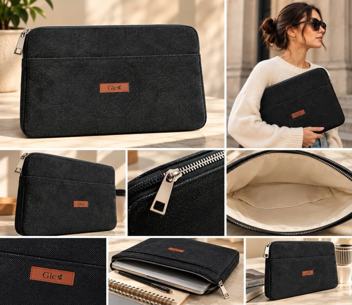 GLC Moda Koyu Yeşil Fermuar Detaylı 13 inç iPad & Laptop Çantası - Görsel 2