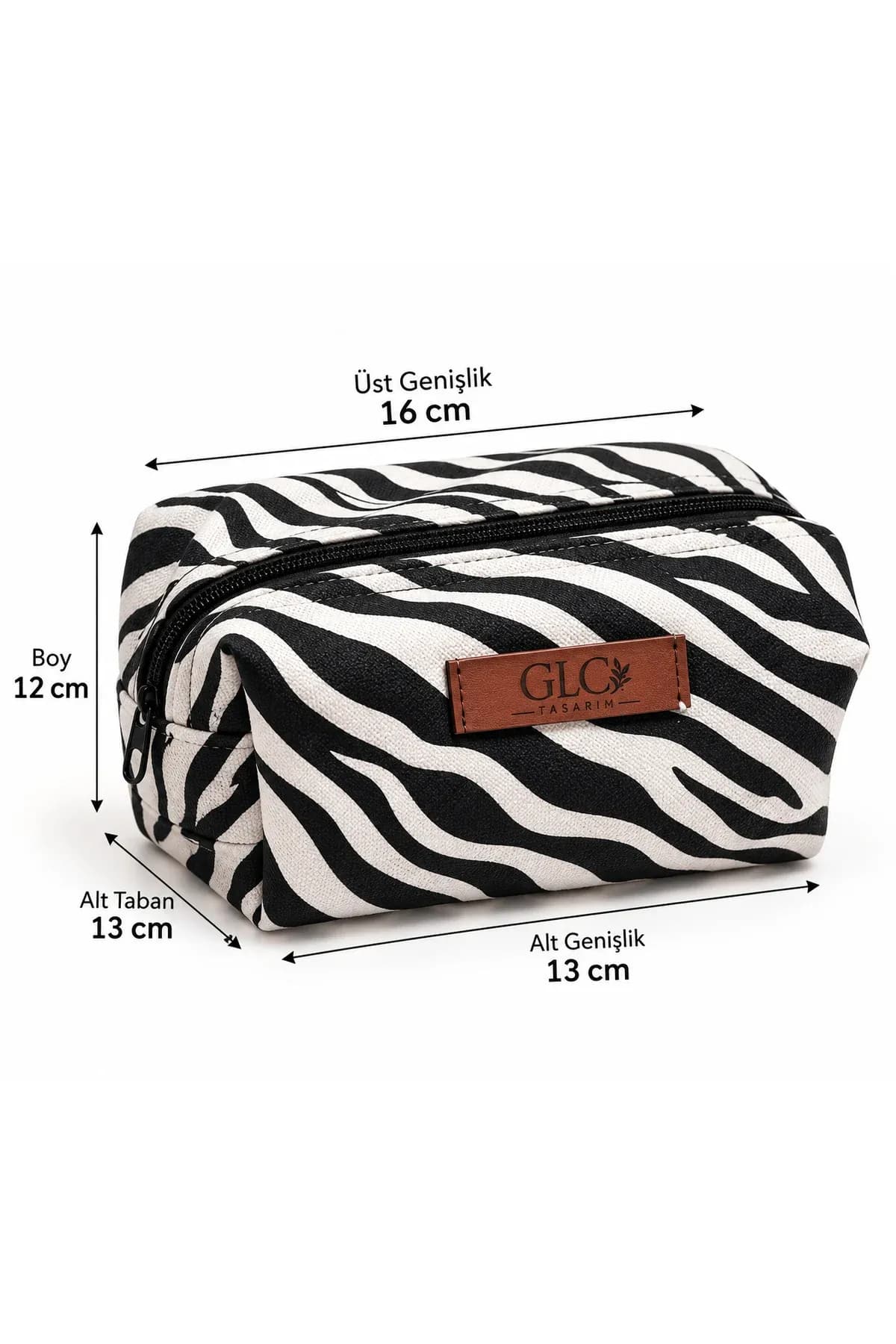 Zebra Desenli Fermuarlı Makyaj ve El Çantası - Görsel 3