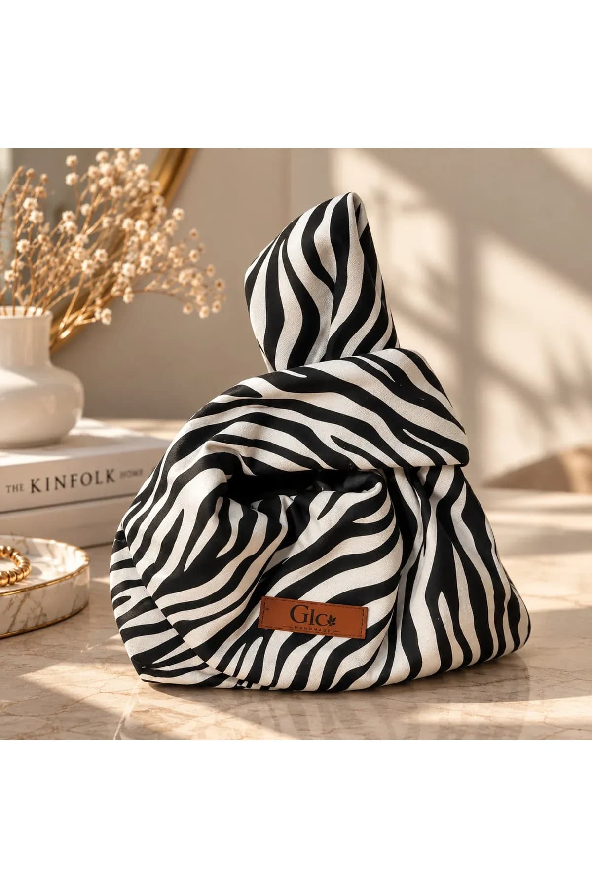 El Yapımı Zebra Desenli Japon Düğüm El Çantası - Görsel 3