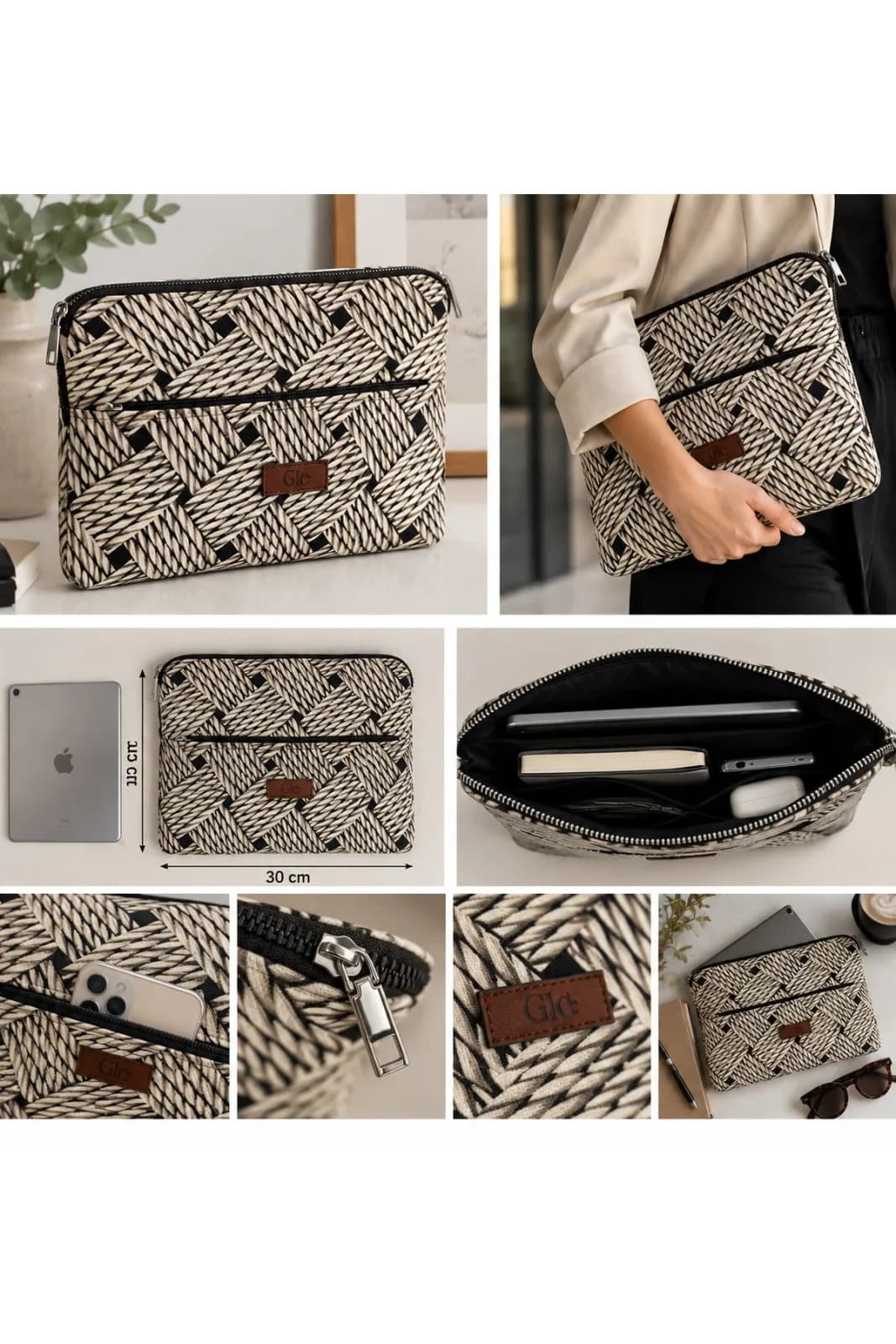 GLC Moda Desenli Fermuarlı iPad ve Tablet Çantası - Görsel 3