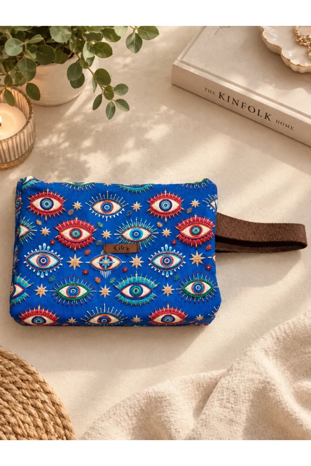 El Yapımı Nazar Boncuğu Dokuma Portföy ve Clutch Çanta - Görsel 4
