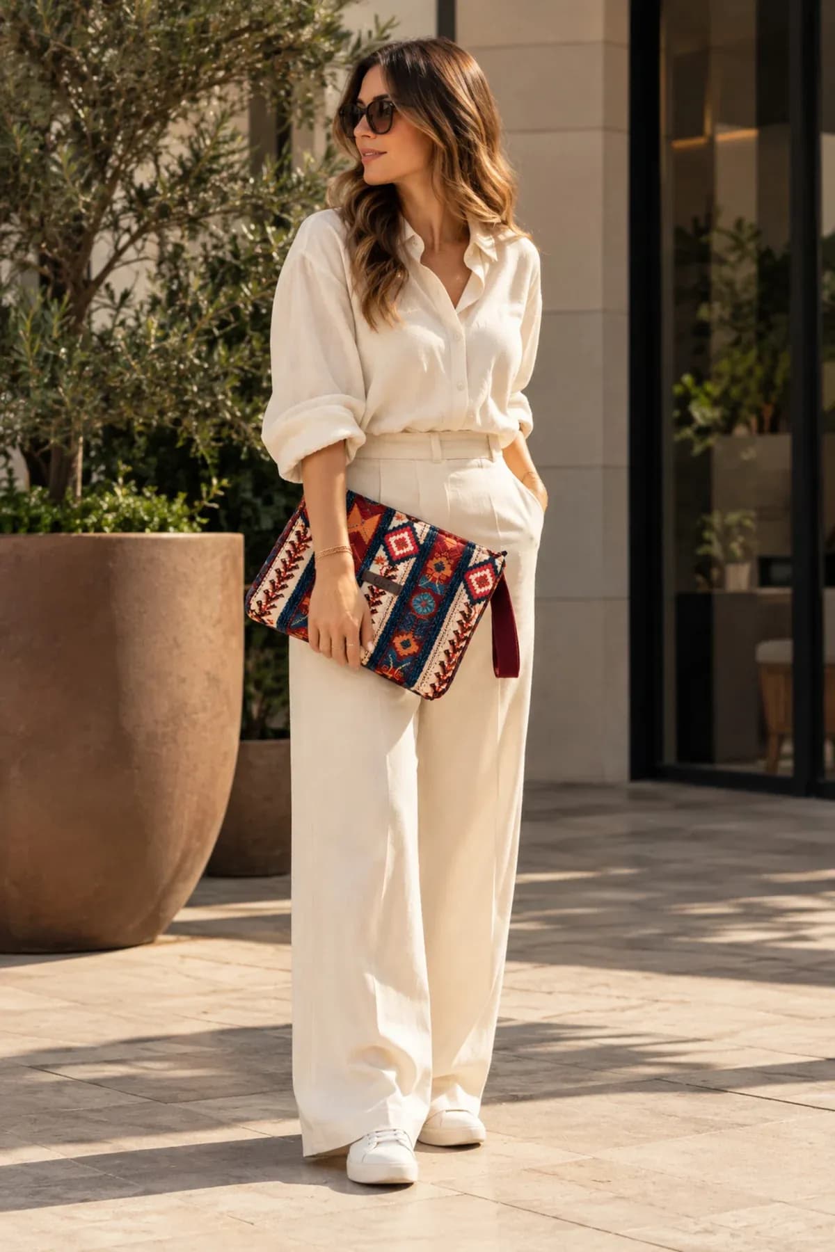Geleneksel Kilim Dokuma Bordo Clutch: Anadolu Zanaatının Zarafeti