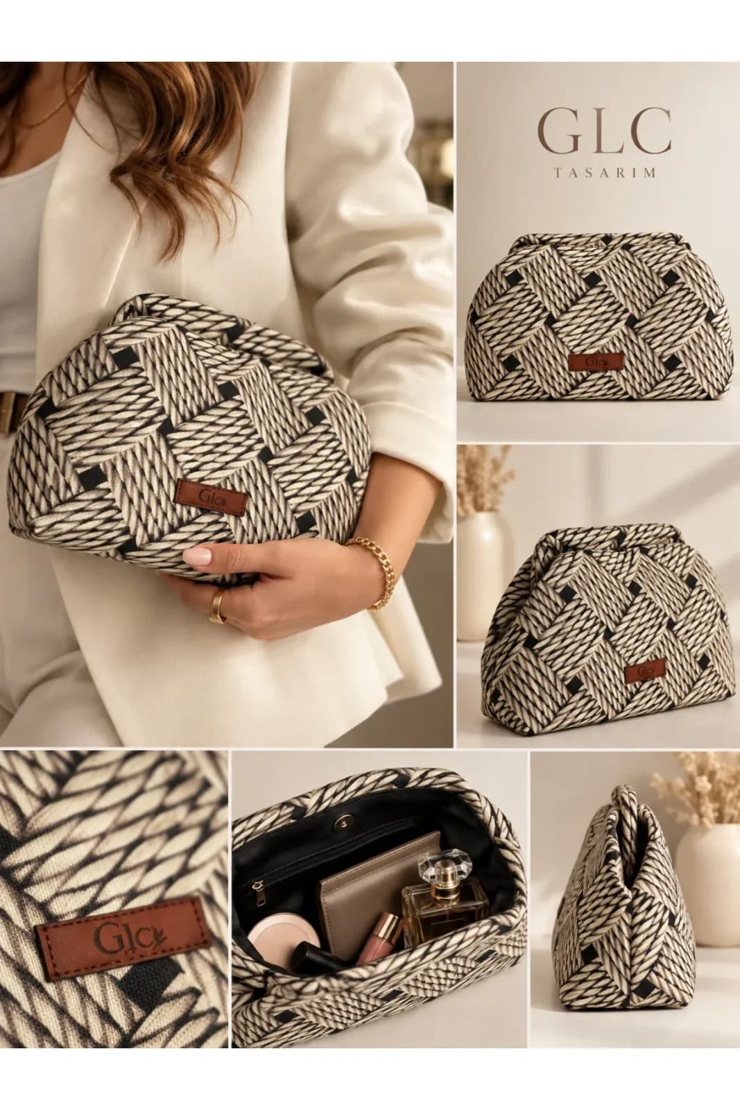 Etnik Geometrik Dokuma Portföy ve Clutch Çanta - Görsel 3